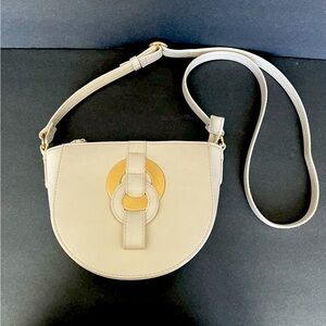 Crossbody Small Bag Purse Cream With Gold Ring Zip Closure Spring Easter Neutral